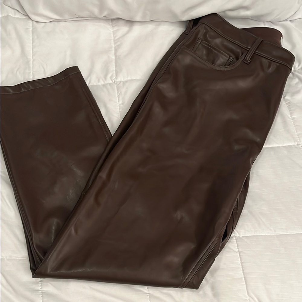 Brown Faux Leather Pants